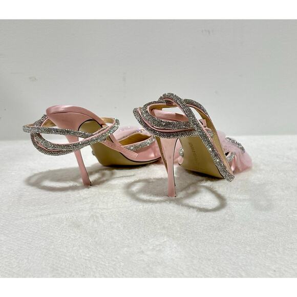 MACH & MACH Women Pink Bow Crystal Strap Heels - Picture 5 of 9